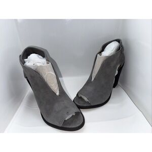 Vince Camuto Suede Front V-Cut Peep Toe Booties VC KALEI Greystone Suede Size 11